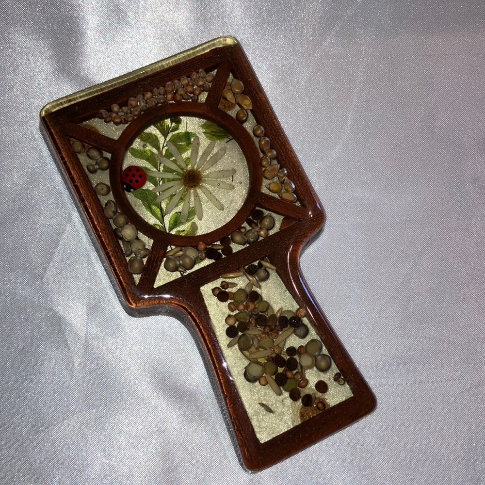 Vintage Spoon‎ Rest Lucite with Natural Inlay
